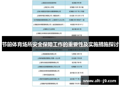 节前体育场所安全保障工作的重要性及实施措施探讨